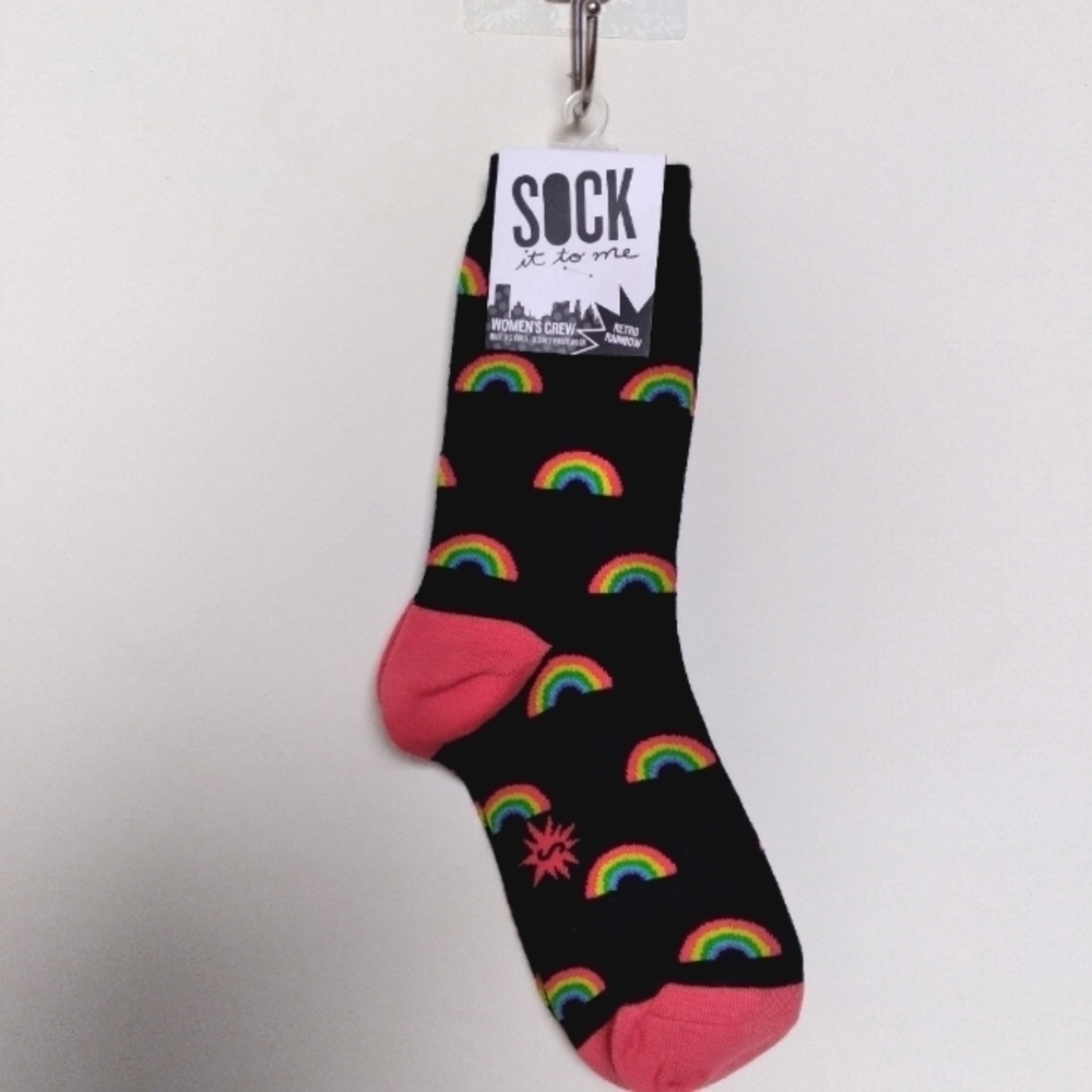 Sock It To Me Women's Retro Rainbow Print Crew Socks New with Tags